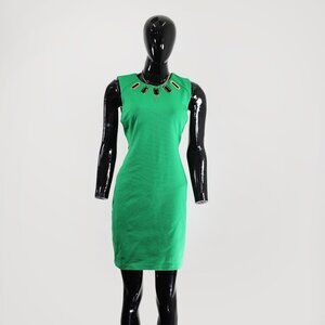 Vibrant Green Michael Kors Sheath Dress Gold Accents